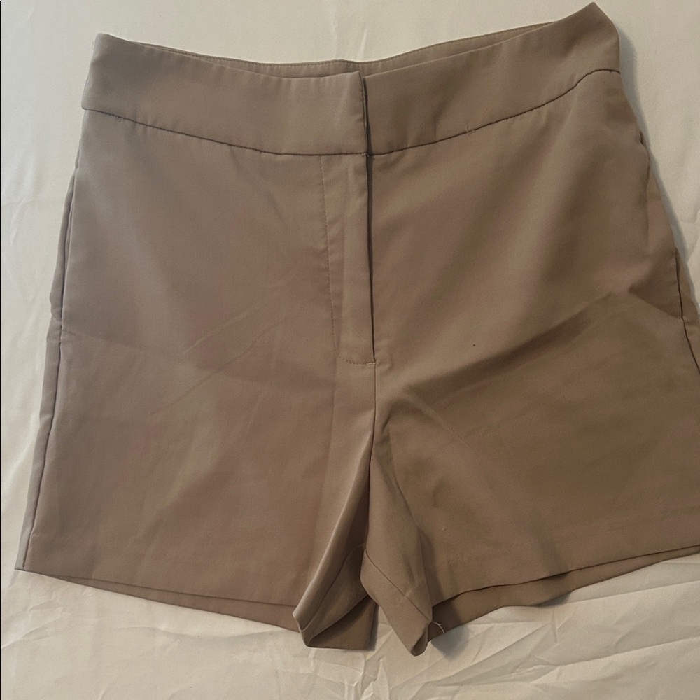Cynthia Rowley Taupe High-Waist Tailored Shorts